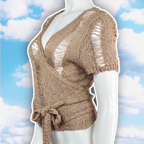 💙 NWT FASHION NOVA No Rest for the Wicked Wrap Top Distressed Brutalist Grunge - Picture 7 of 11